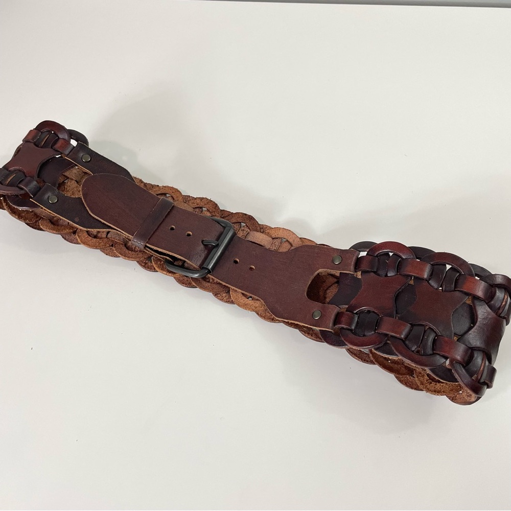 Woven Genuine Leather Belt Sz M